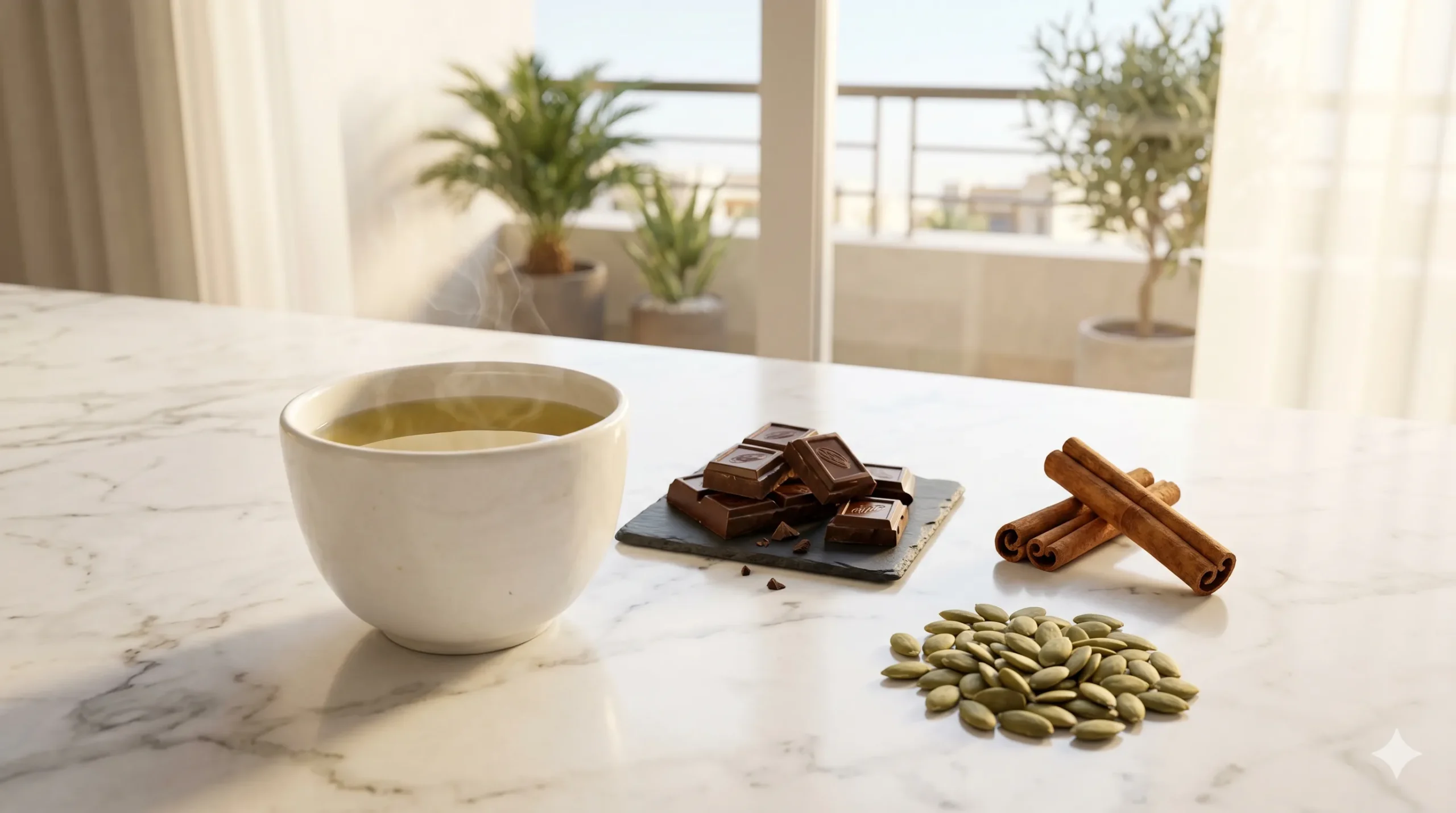 مشروبات لتقوية الانتصاب مثل الشاي الأخضر والشوكولاتة الداكنة لتحسين الدورة الدموية