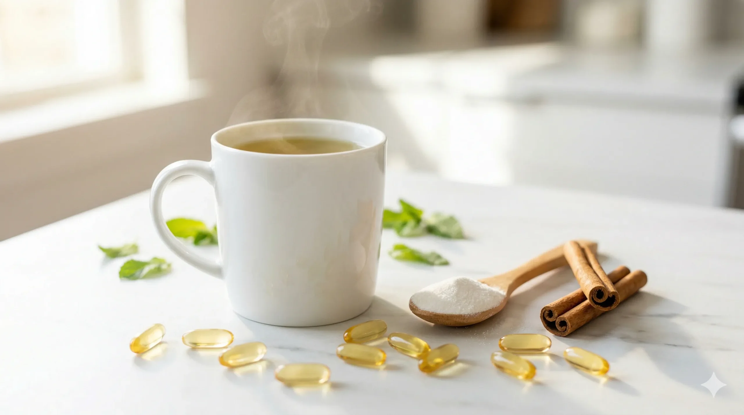 مكملات غذائية وأعشاب طبيعية مثل الإينوزيتول والقرفة لدعم النظام الغذائي لتكيس المبايض