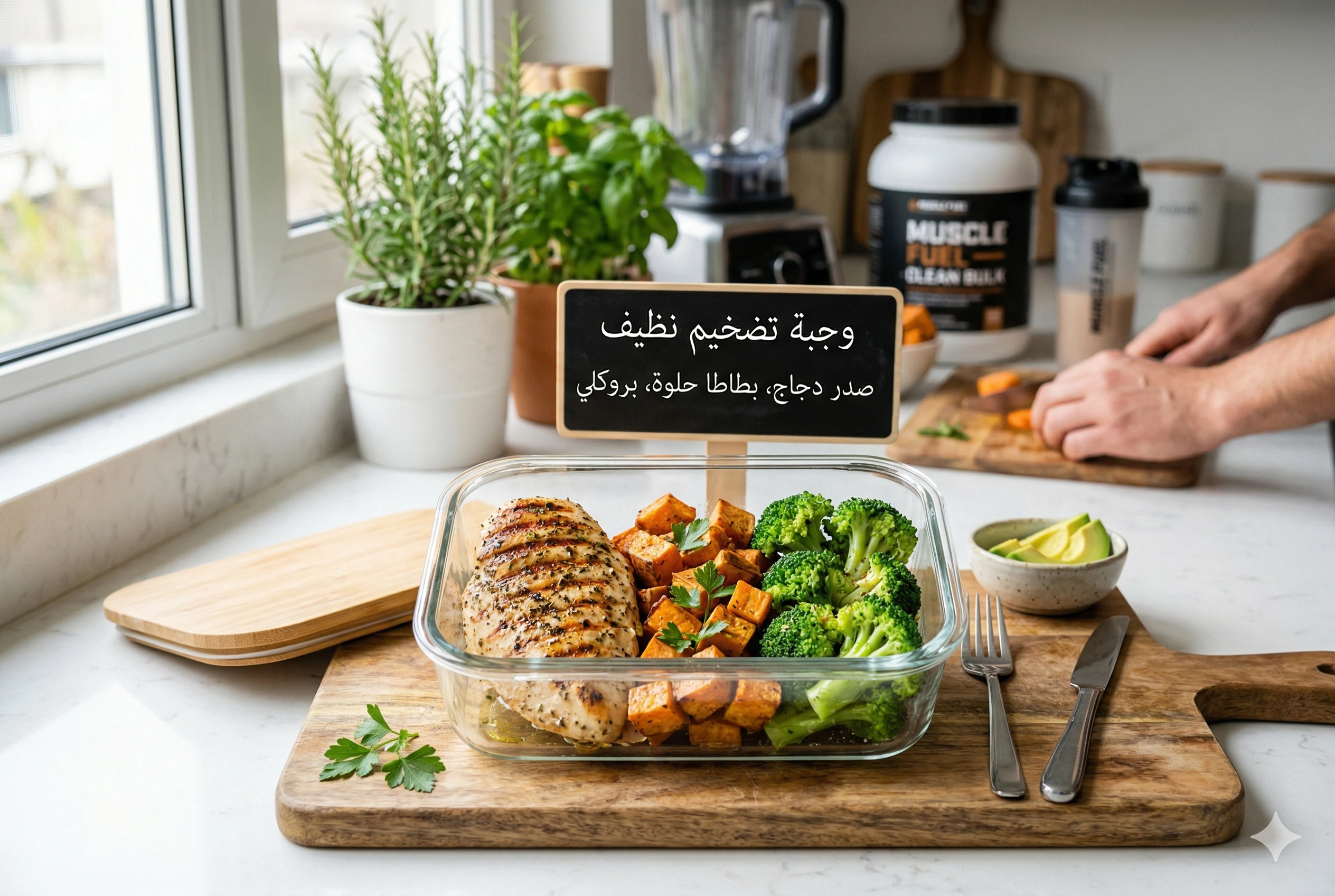 التوقيت الغذائي الأمثل لتناول أطعمة بناء العضلات رسم توضيحي يوضح متى تأكل لدعم العضلات قبل وبعد التمرين