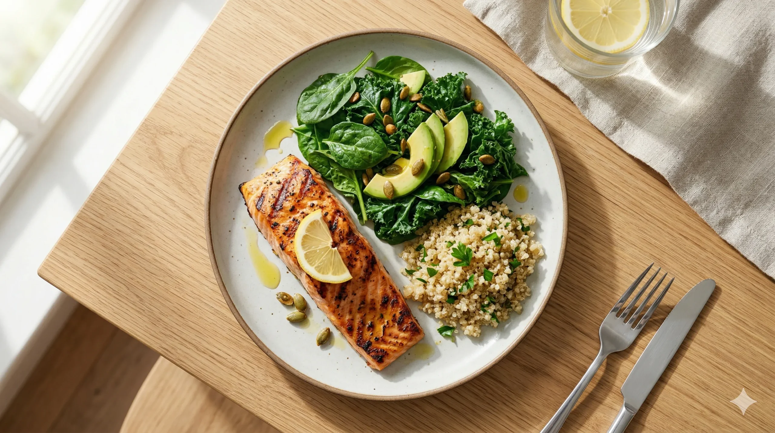 وجبة صحية ومغذية تمثل النظام الغذائي لتكيس المبايض لإنقاص الوزن