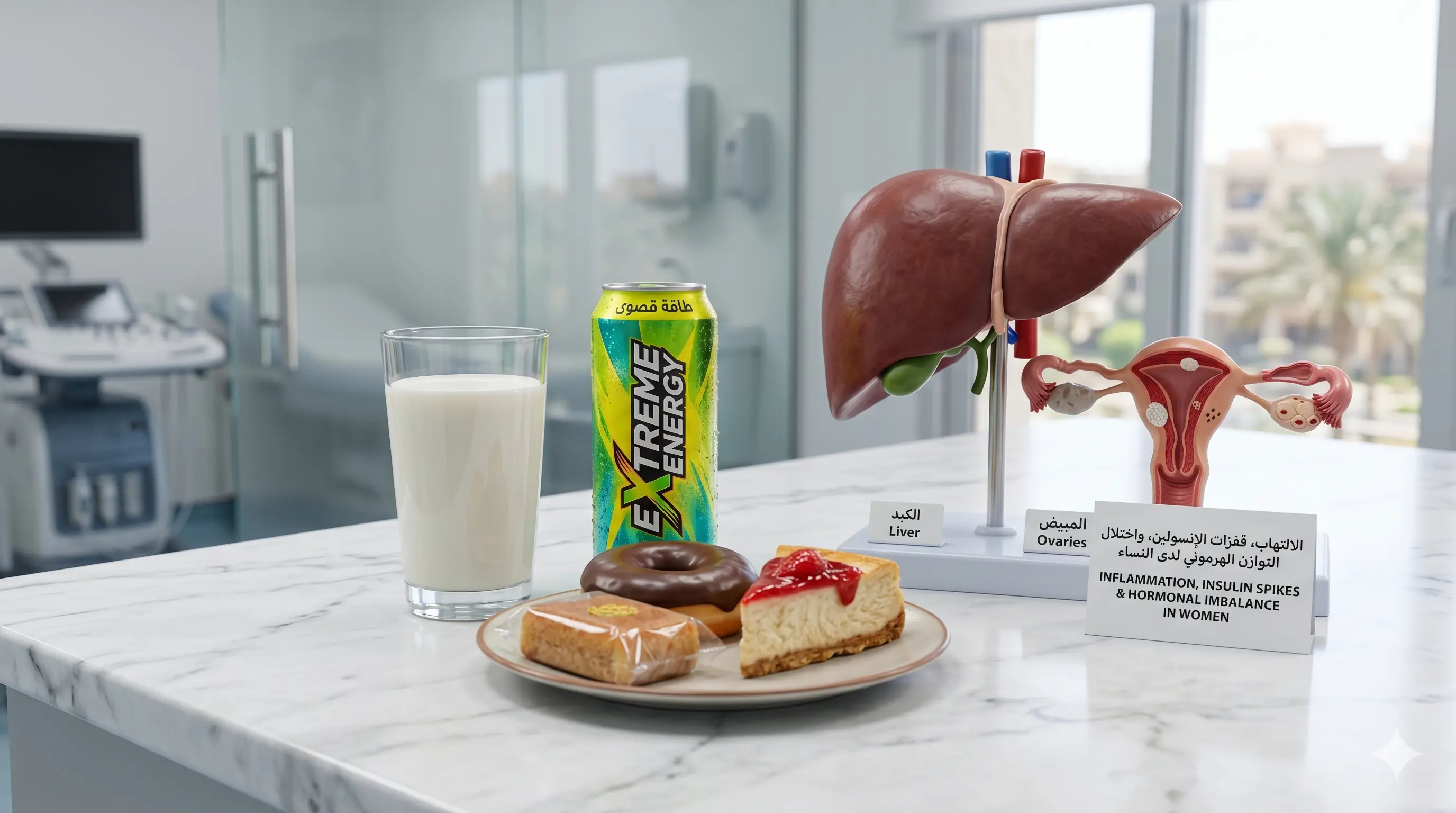 المشروبات المحلاة ومنتجات الألبان الدسمة وعلاقتها بزيادة مقاومة الأنسولين وتكيس المبايض